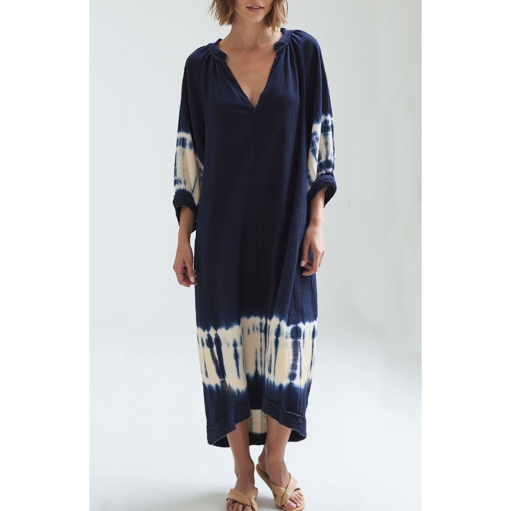 Ocean + Main Ocean+main Gauze Dress With Pockets In Navy + Sedona