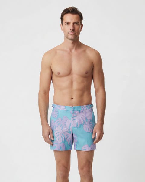Monstera Floral Mens Tailored Swim Short