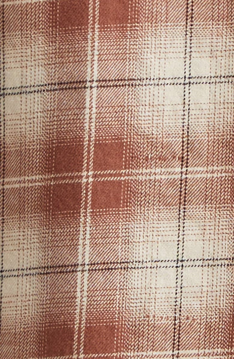 AMIRI Shotgun Distressed Plaid Flannel Button-Up Shirt, Alternate, color, Chocolate