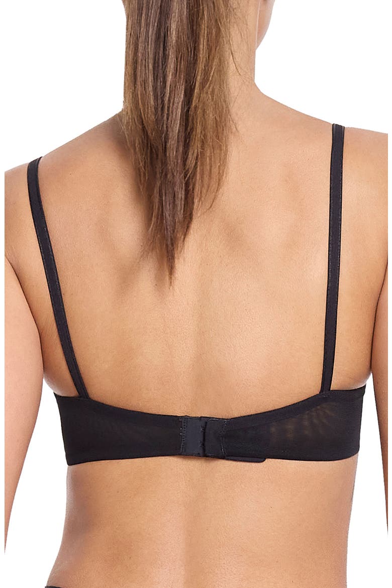 Underwire Lined Mesh Plunge Bra, Alternate, color, BLACK