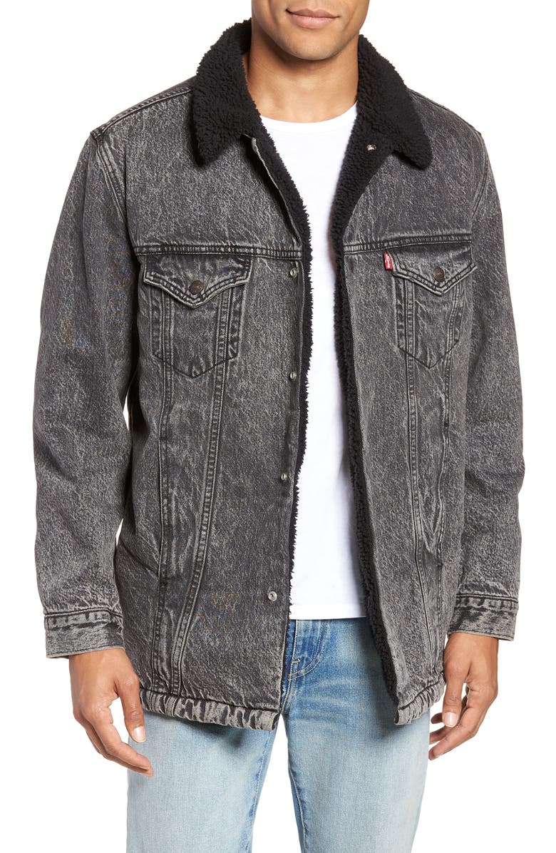 Levi's<sup>®</sup> Long Fleece Lined Trucker Jacket, Main, color,