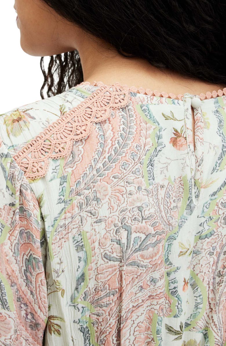 AllSaints Zora Cascade Long Sleeve Dress, Alternate, color,