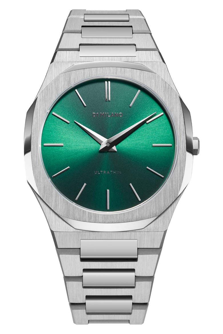 Scarabeo Ultra Thin Bracelet Watch, 40mm, Main, color, SILVER/ GREEN