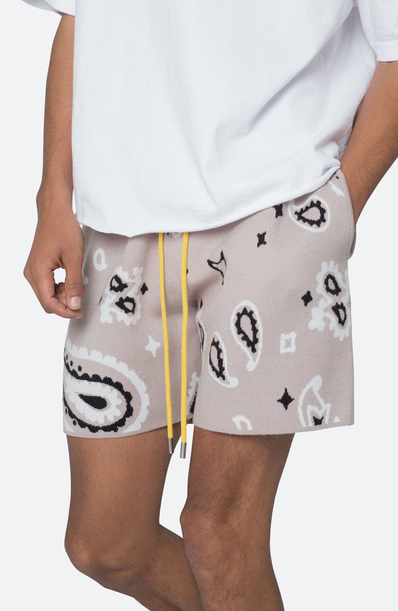 mnml Paisley Jacquard Knit Shorts, Alternate, color, Taupe