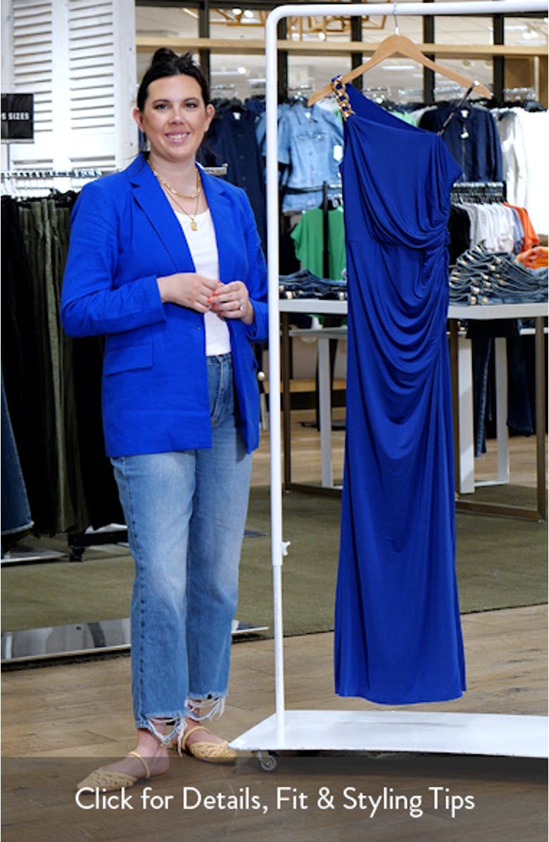 Ruched Chain Detail One-Shoulder Gown, sales video thumbnail