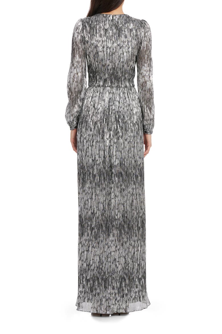 Cia Metallic Long Sleeve Dress, Alternate, color, BLACK-SILVER