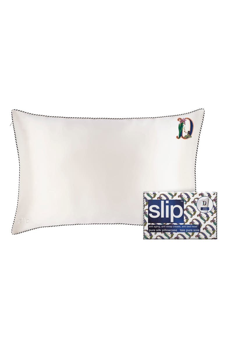 slip Embroidered Pure Silk Queen Pillowcase, Main, color, D