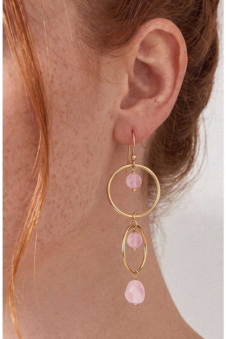 Crystal Drop Earrings, Alternate, color, ROSE