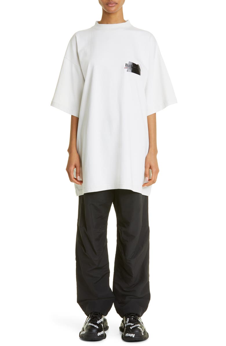 Balenciaga Oversize Gaffer Tape Logo Graphic Tee, Alternate, color, 