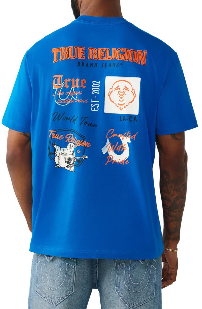 True Religion Logo Applique Graphic T-Shirt, Alternate, color, Imperial Blue