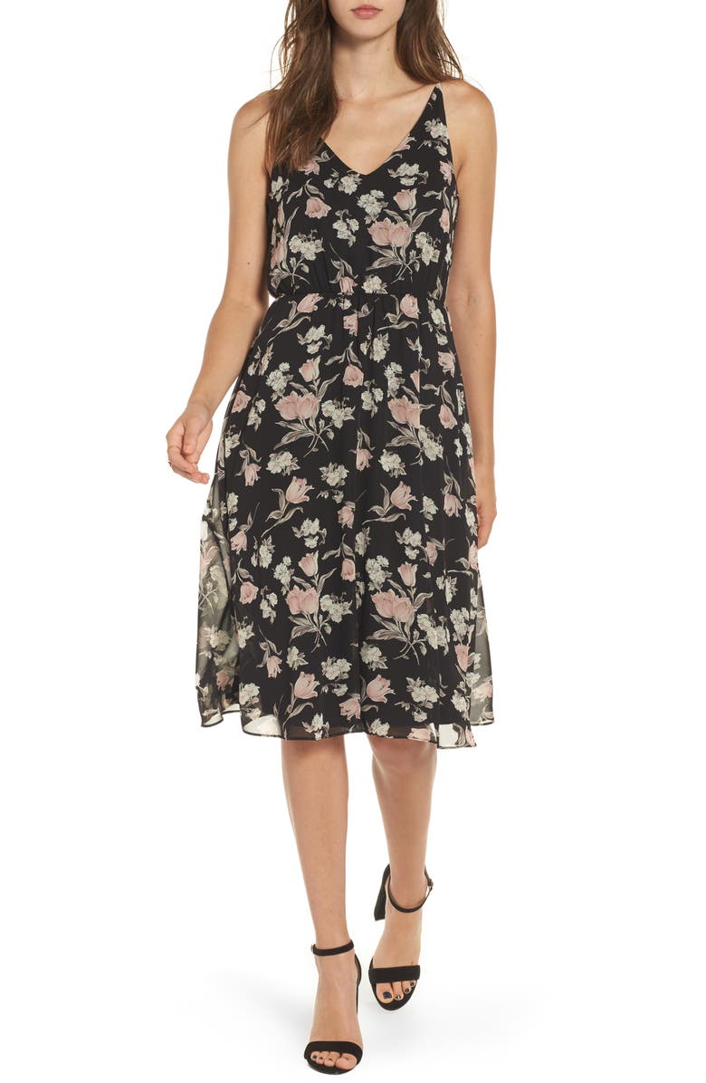Soprano Floral Blouson Midi Dress, Main, color, 