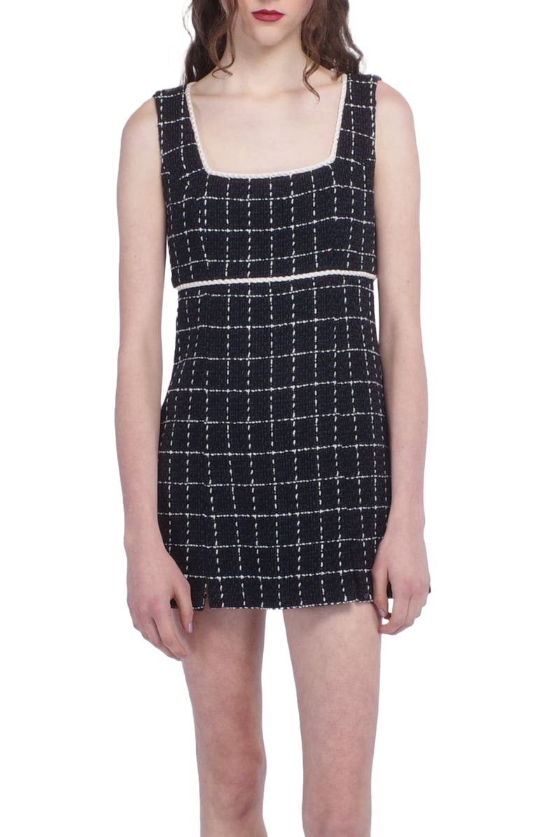 Anna Sui Windowpane Tweed Mini Dress, Alternate, color, Denim Multi