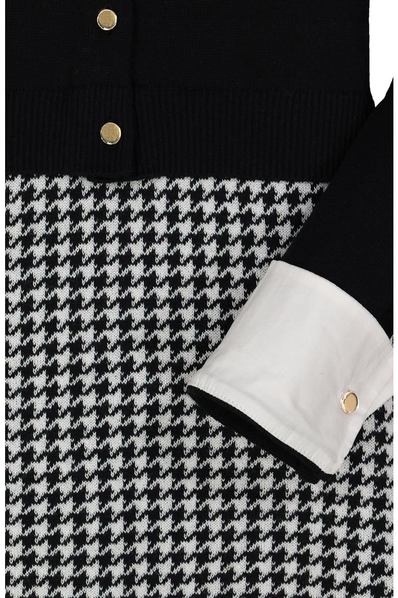 Baby Girls' Button Front Sweater Dress with Collar, Infant, Alternate, color, Black Houndstooth with Collar