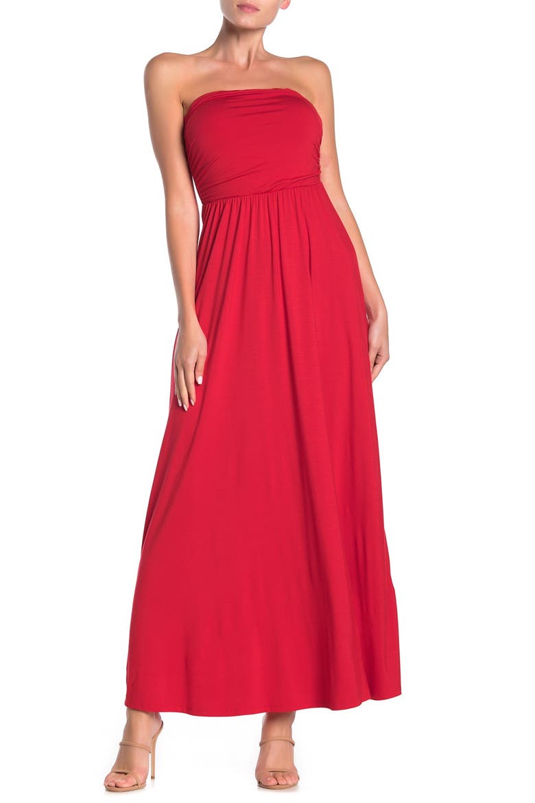 West Kei Strapless Dress, Main, color, POPPY RED