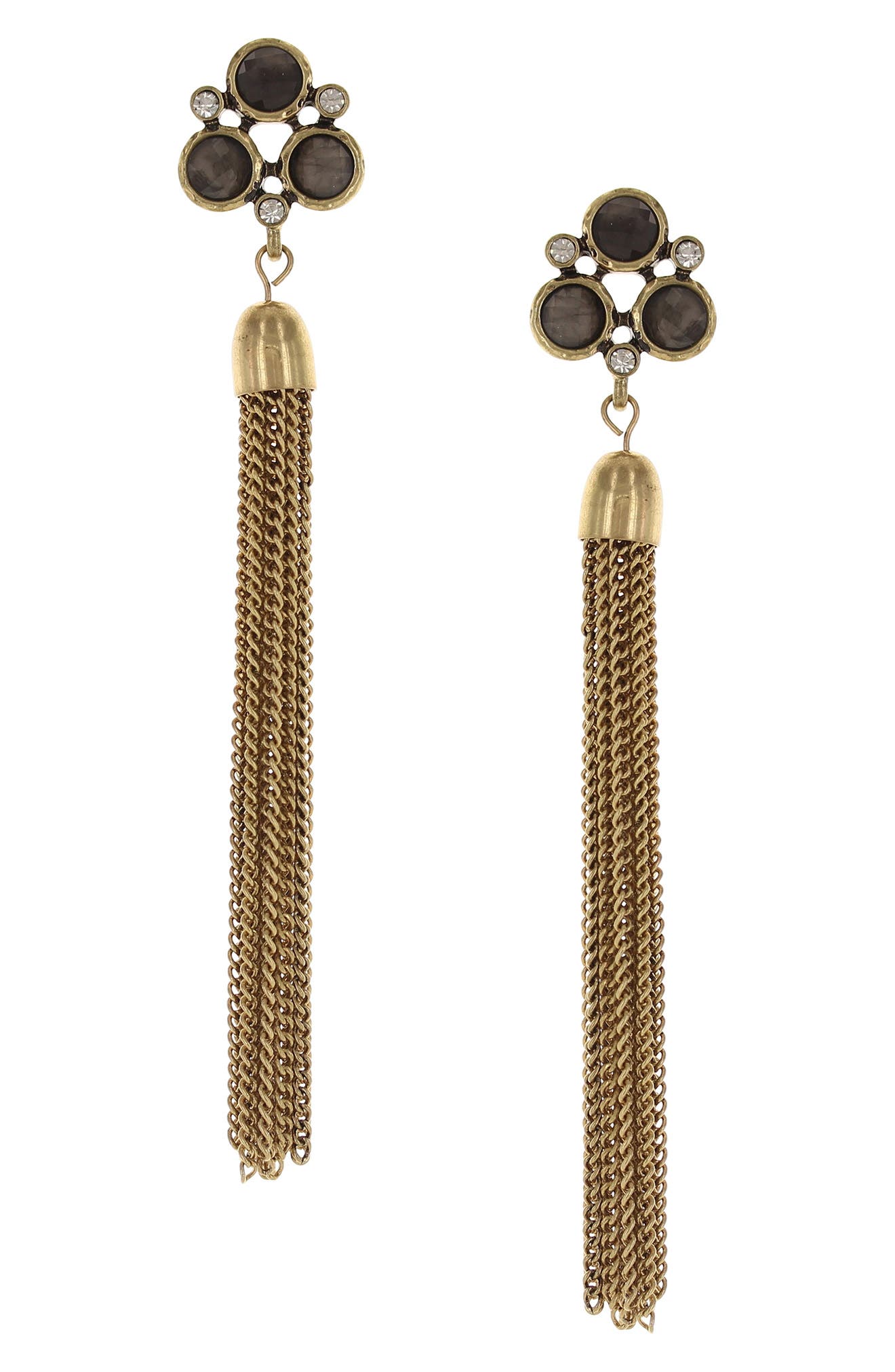 OLIVIA WELLES Crystal Chain Tassel Earrings