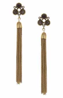 OLIVIA WELLES Crystal Chain Tassel Earrings