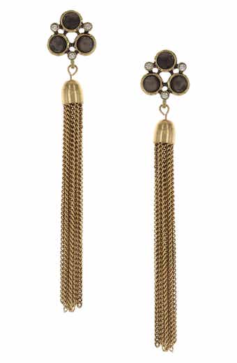Crystal Chain Tassel Earrings