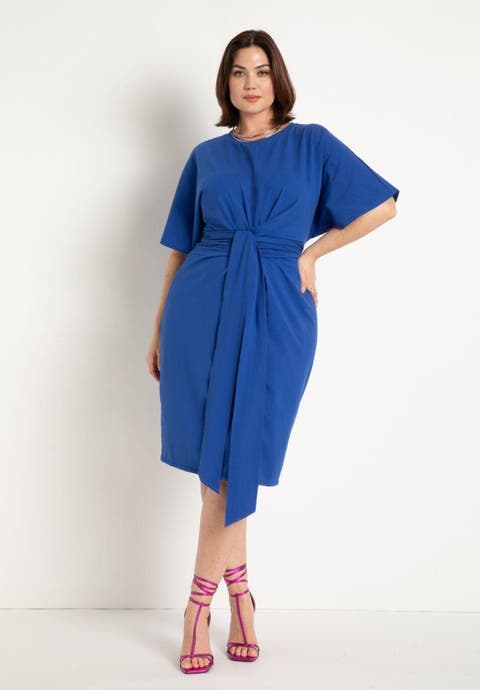 Cross Front Flutter Sleeve Dress (Plus Available)