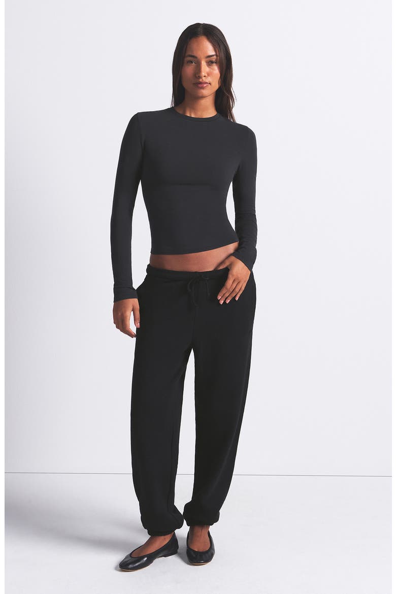 Stretch Cotton Jersey Long Sleeve T-Shirt, Alternate, color, SOOT