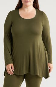 24seven Comfort Apparel Swing Asymmetric Hem Tunic Top