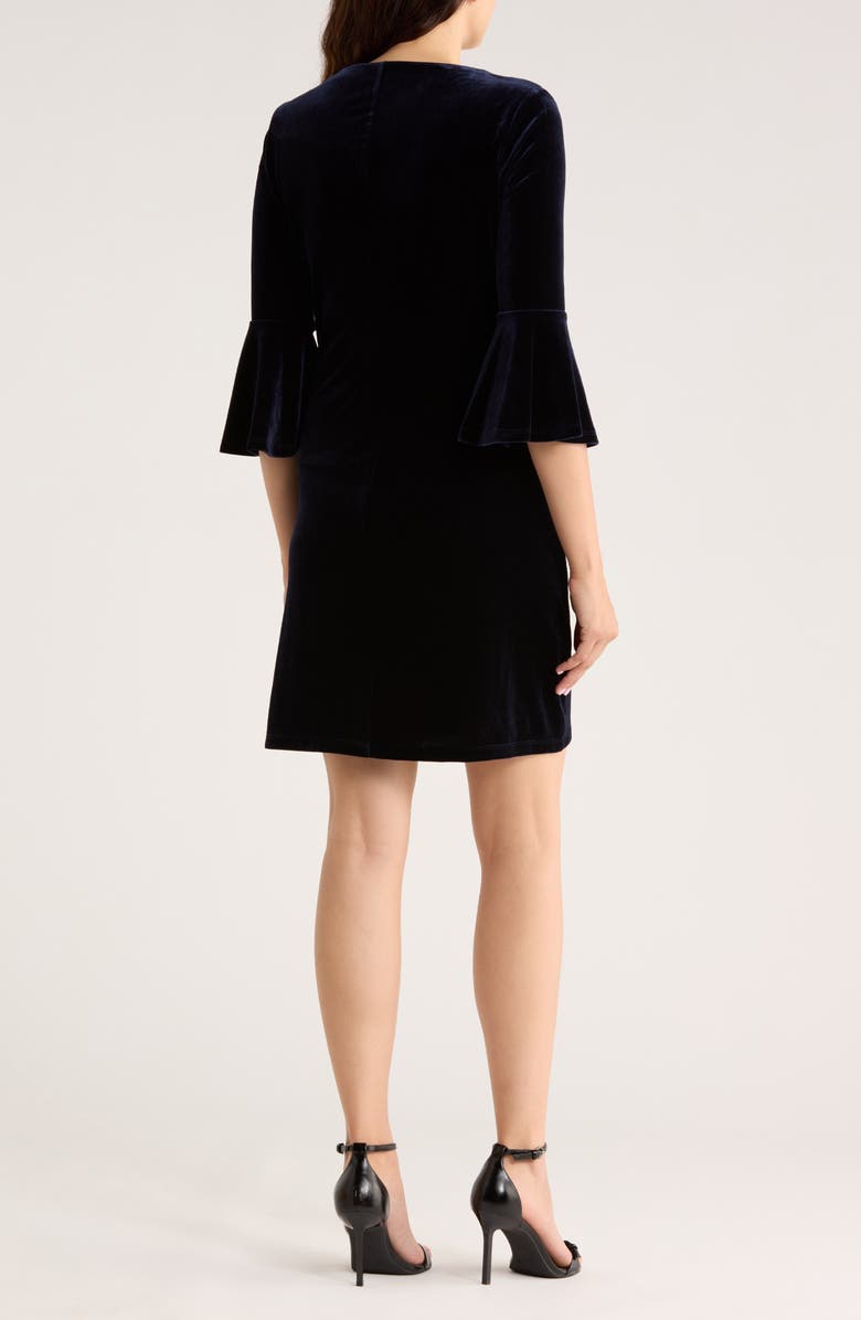 Tommy Hilfiger Bell Sleeve Velvet Dress, Alternate, color, Navy