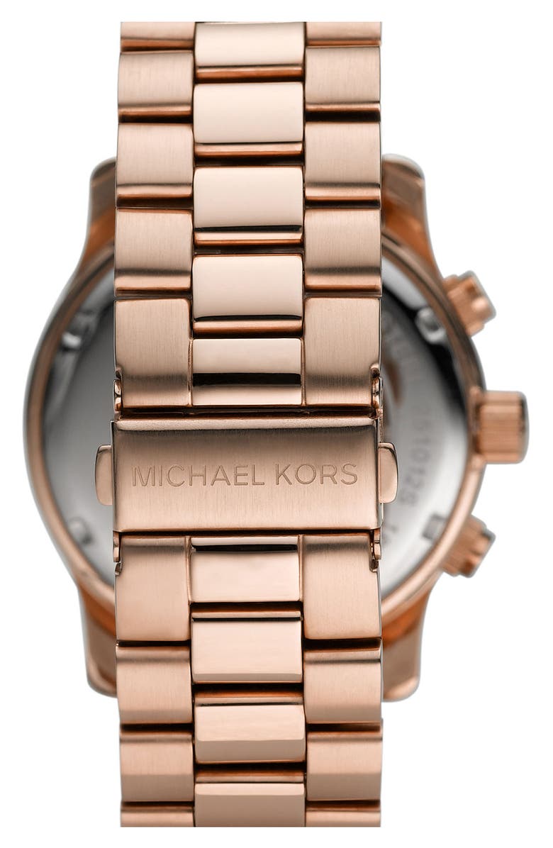 Michael Kors 'Large Runway' Rose Gold Plated Watch, 45mm, Alternate, color,