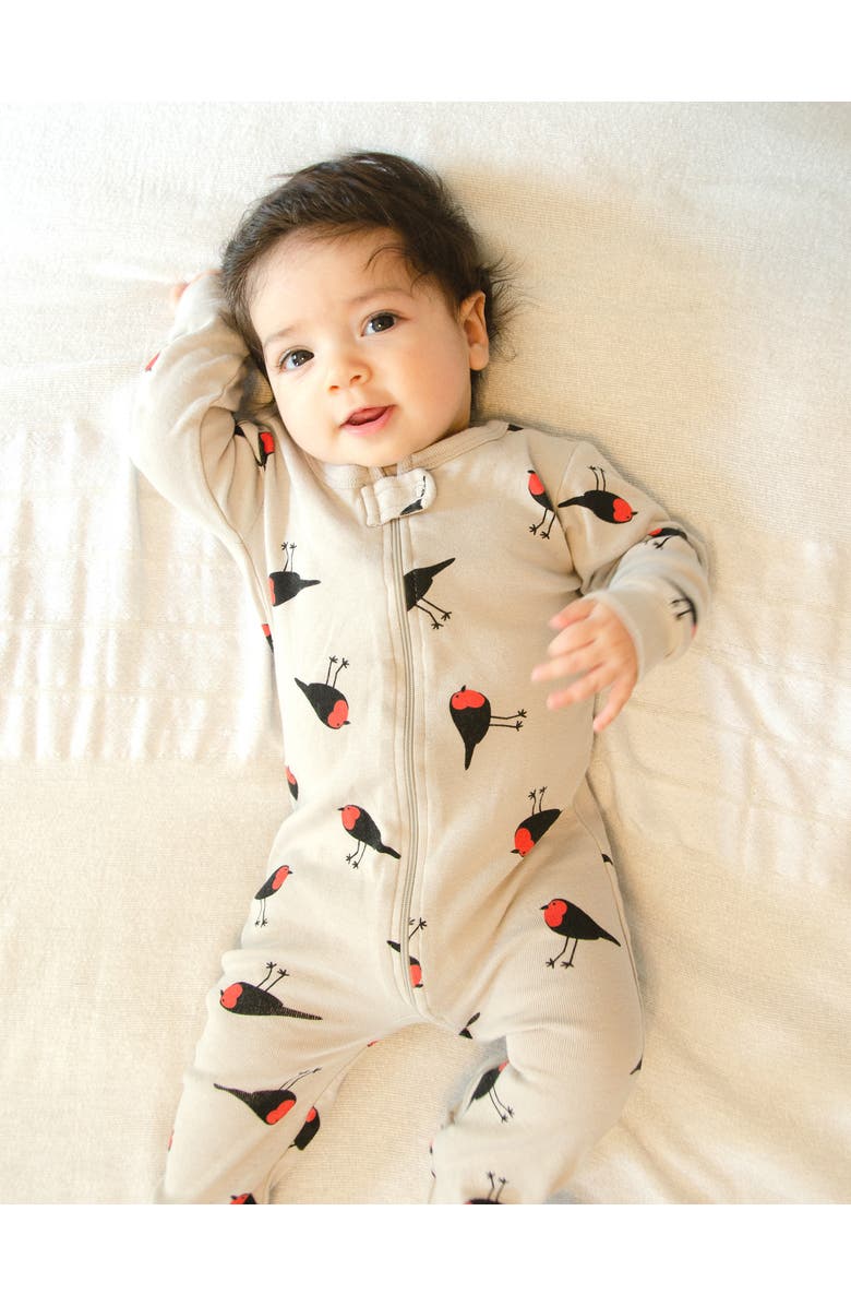 Leveret Kids Footed Cotton Matching Family Pajamas, Nature & Water Prints, Alternate, color, Birds