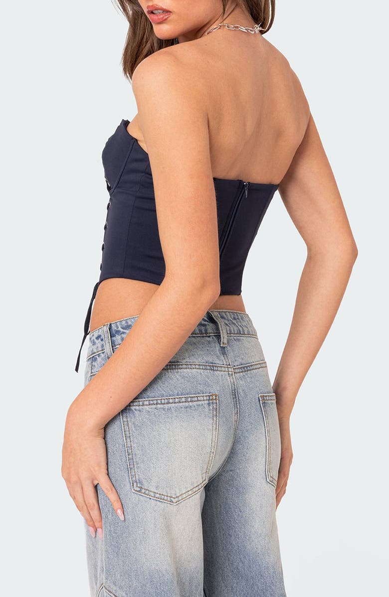 EDIKTED McKenna Lace-Up Strapless Corset Crop Top, Alternate, color, 