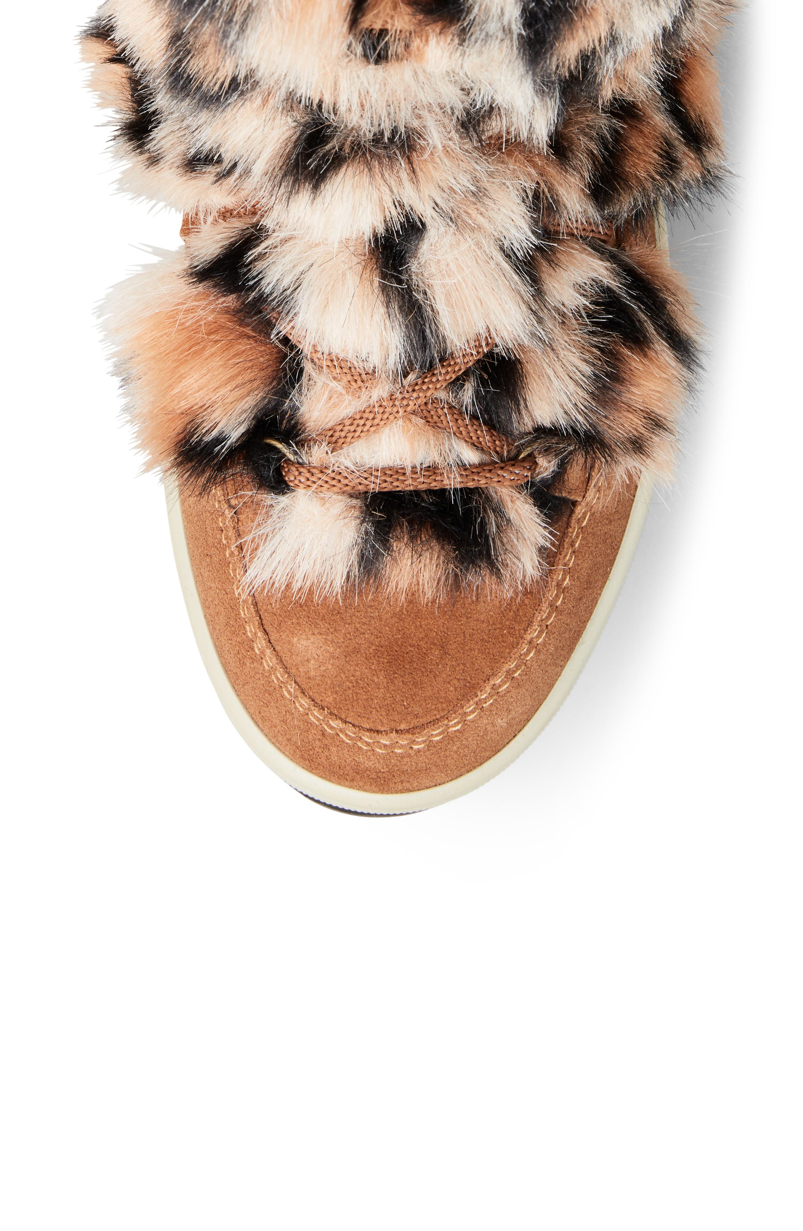 Vanity Faux Fur Trim Waterproof Bootie, Alternate, color, OAK