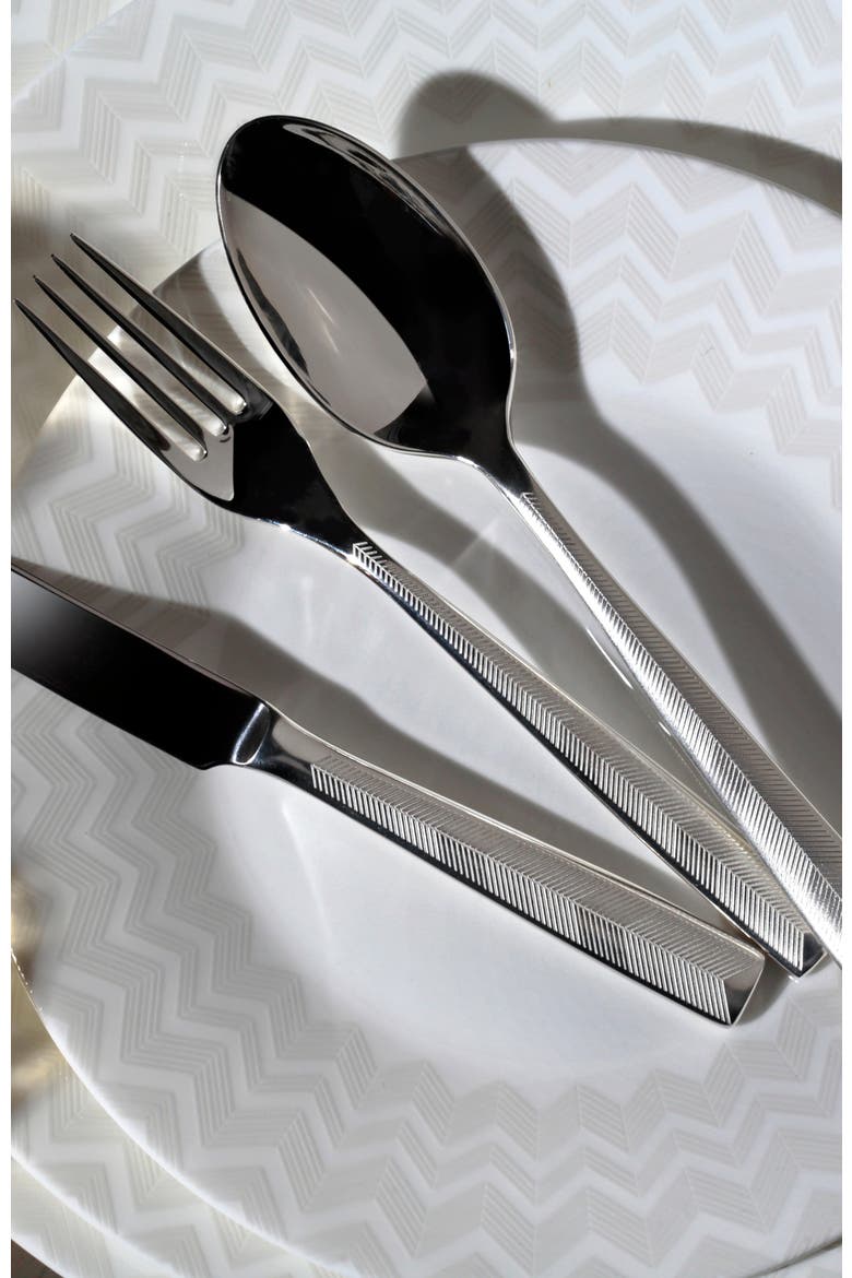 Table Spoons ZIG ZAG Set of 6  Steel L 7", Alternate, color, Silver