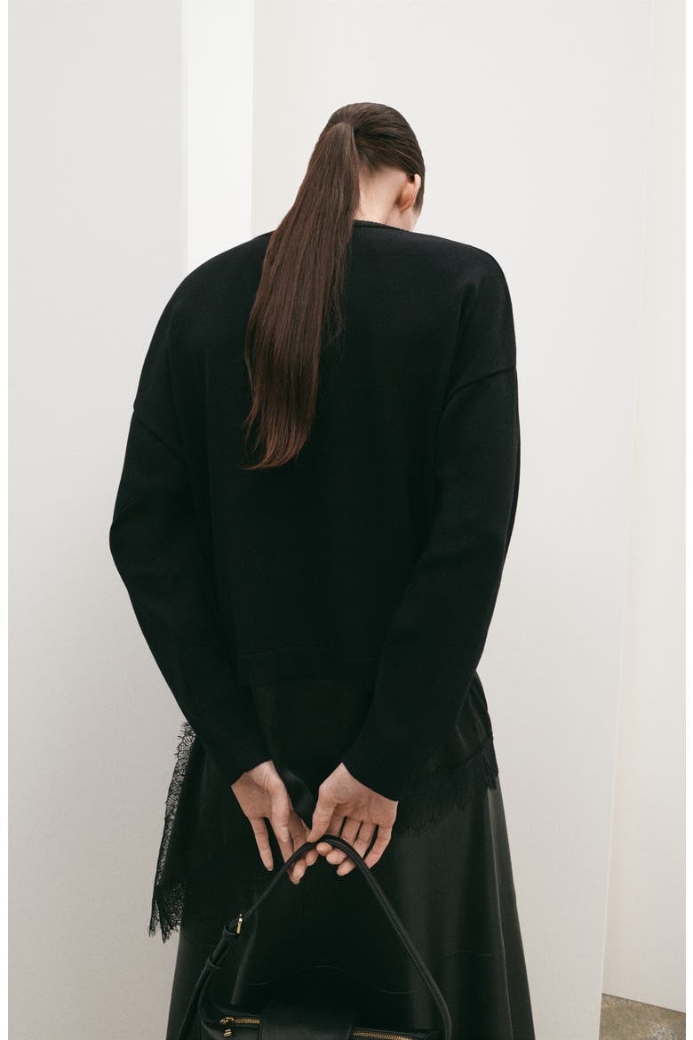 Mixed Media Sweater, Alternate, color, BLACK