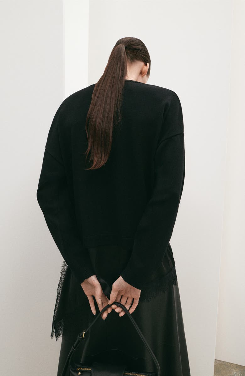 MANGO Mixed Media Sweater, Alternate, color, Black