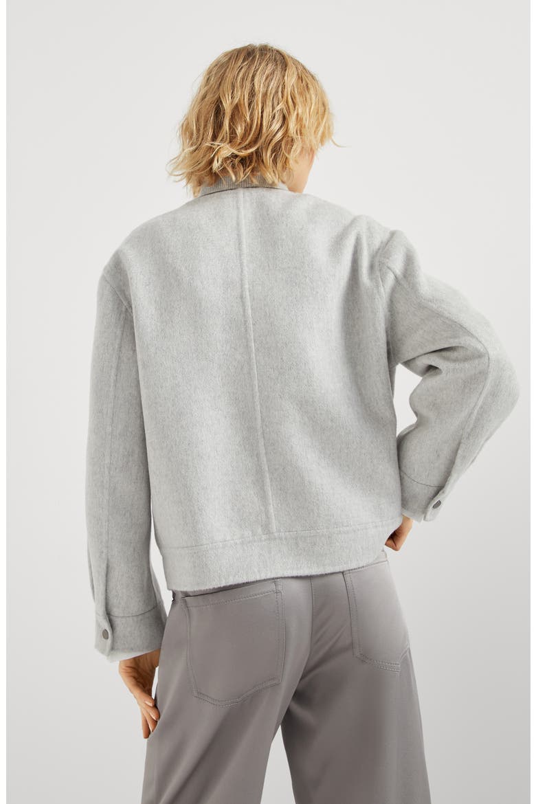 Hand-crafted bomber jacket in cashmere beaver double cloth with monili, Alternate, color, Medium Grey