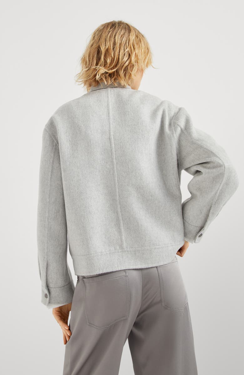 Brunello Cucinelli Hand-crafted bomber jacket in cashmere beaver double cloth with monili, Alternate, color, 