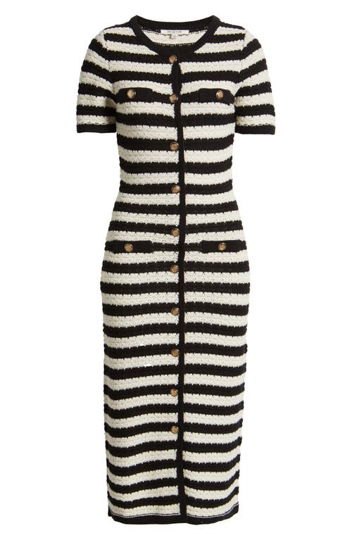 Zoe And Claire Stripe Midi Sweater Dress In Black