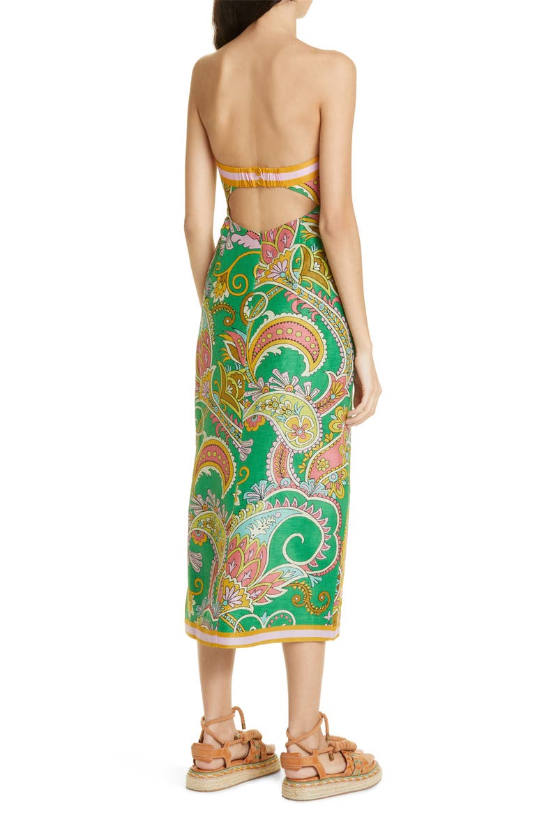 ALEMAIS Marion Print Strapless Linen Blend Dress (Women) | Nordstrom
