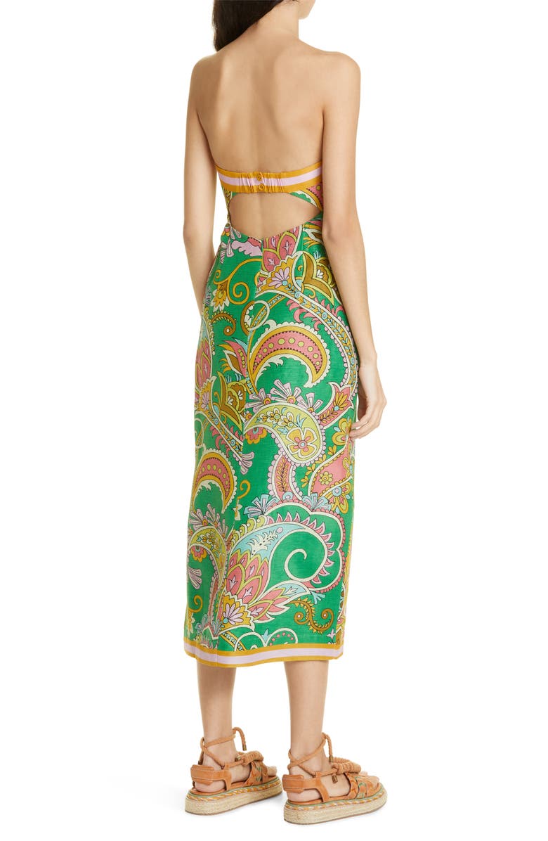 ALEMAIS Marion Print Strapless Linen Blend Dress, Alternate, color, 