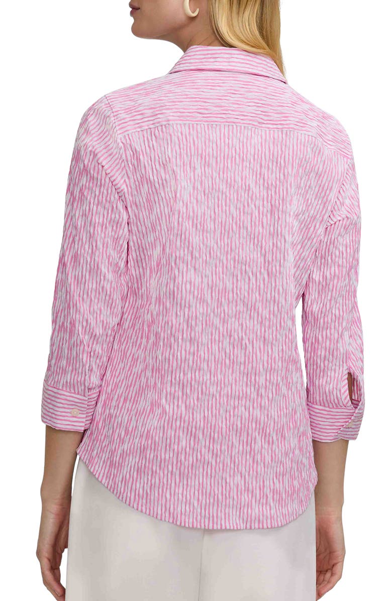 Foxcroft Hampton Crinkle Jacquard Shirt, Alternate, color, White/ Pink