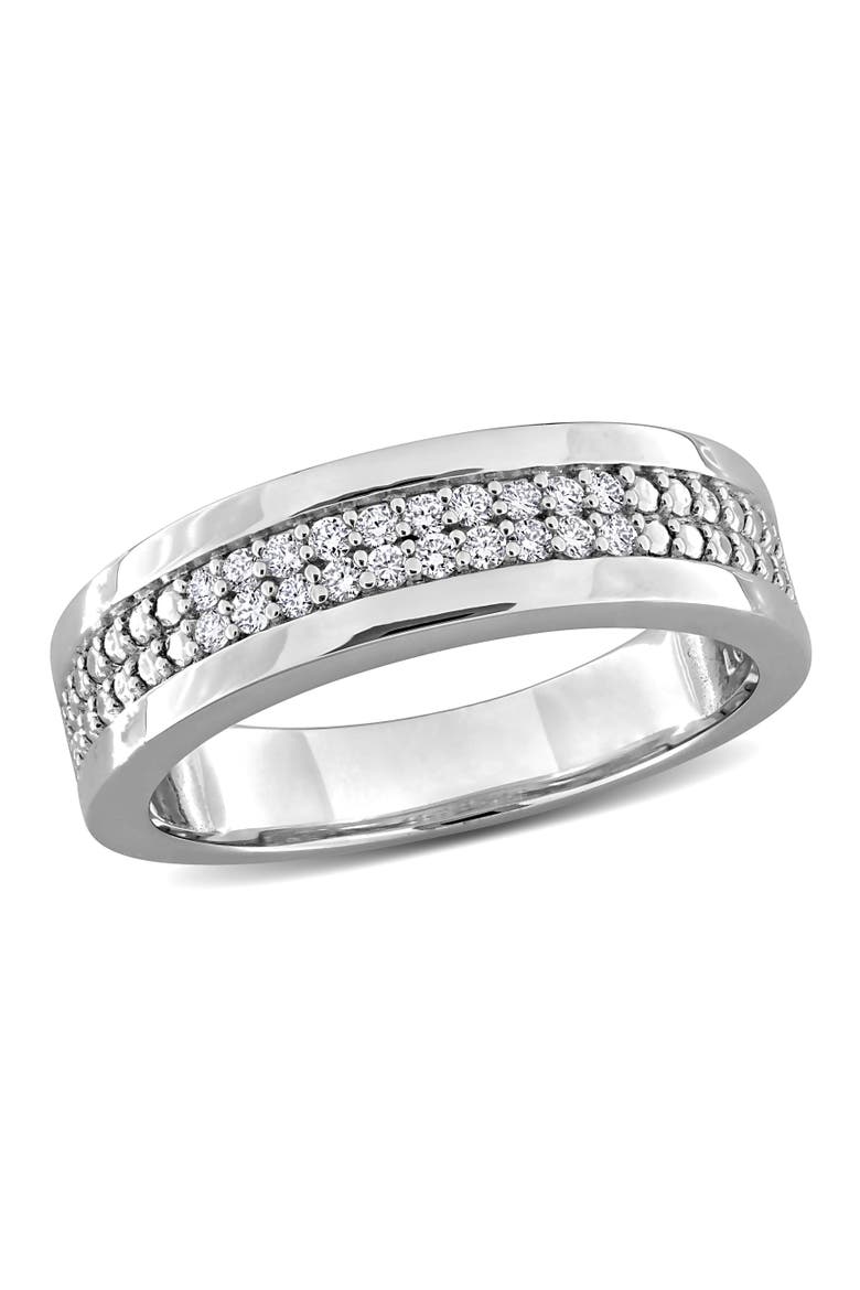 Men's Lab Grown Diamond Double Row Band, Main, color, Sterling Silver