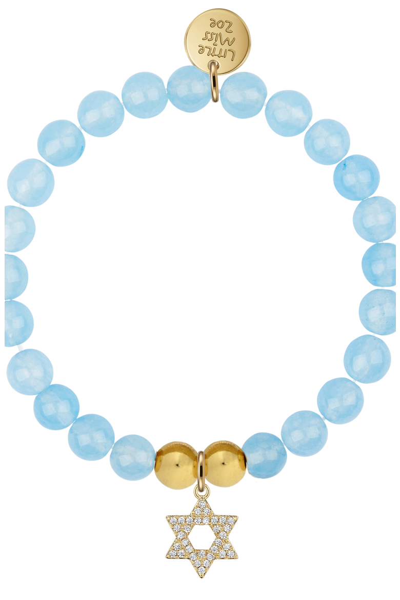 Semi-Precious Gemstone Star of David  Charm Bracelet in Gift Pouch, Alternate, color, Blue