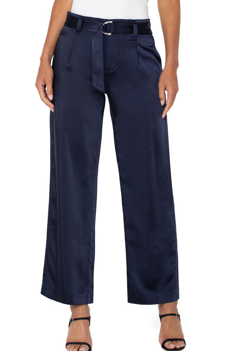 Liverpool Los Angeles Belted Paperbag Waist Wide Leg Pants, Main, color, 