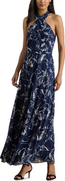 Lauren Ralph Lauren Lefora Floral Crinkle Georgette Maxi Dress