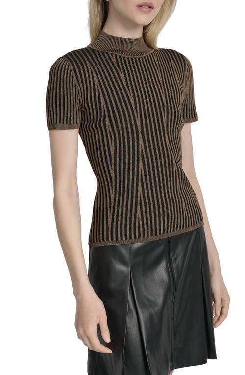Dkny Mock Neck Knit Top In Multi