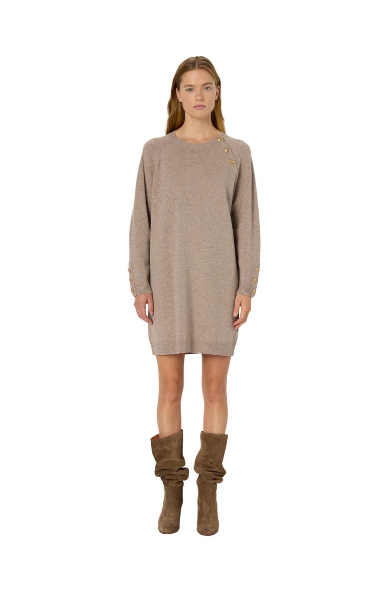 GERARD DAREL Loma Button-Shoulder Knitted Dress, Main, color, Sand