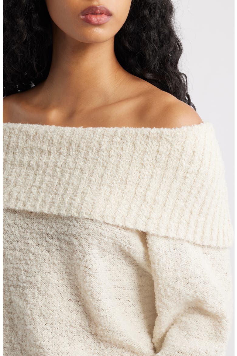 Parkley Bouclé Off-the-Shoulder Sweater, Alternate, color, CREAM