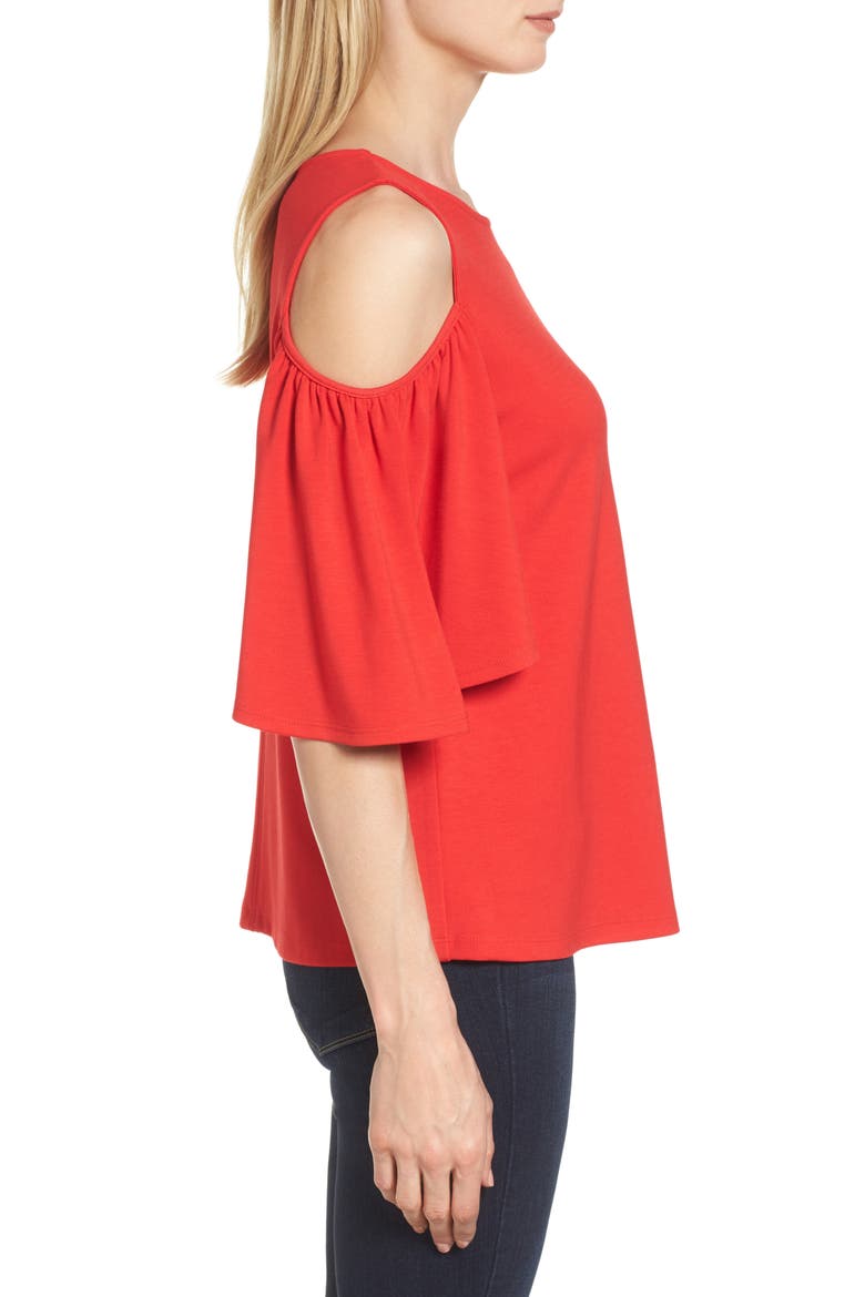 Knit Cold Shoulder Top, Alternate, color, TANGERINE