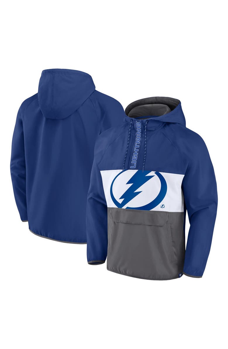 FANATICS Men's Fanatics Branded Blue Tampa Bay Lightning Flagrant Foul Anorak Raglan Half-Zip Hoodie Jacket, Alternate, color, Blue