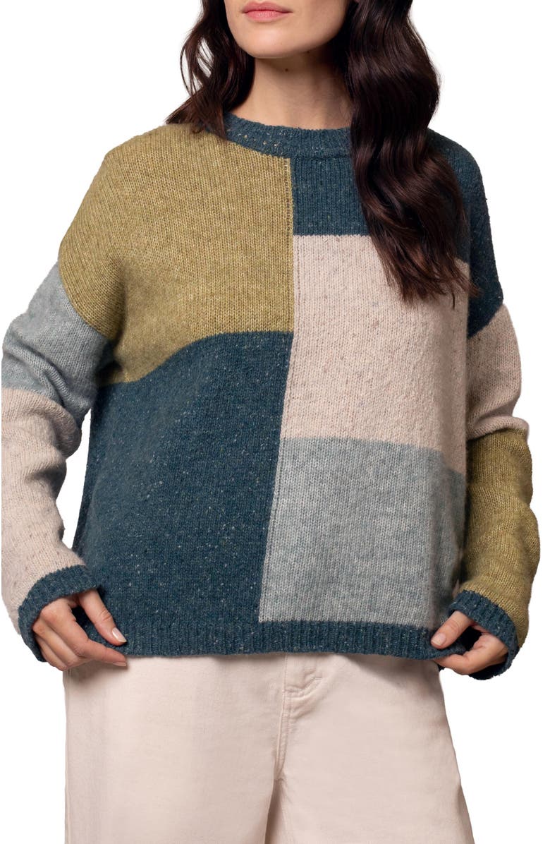 Celtic & Co. Colour Block Crew Neck Sweater, Alternate, color, Icelandic Colourblock