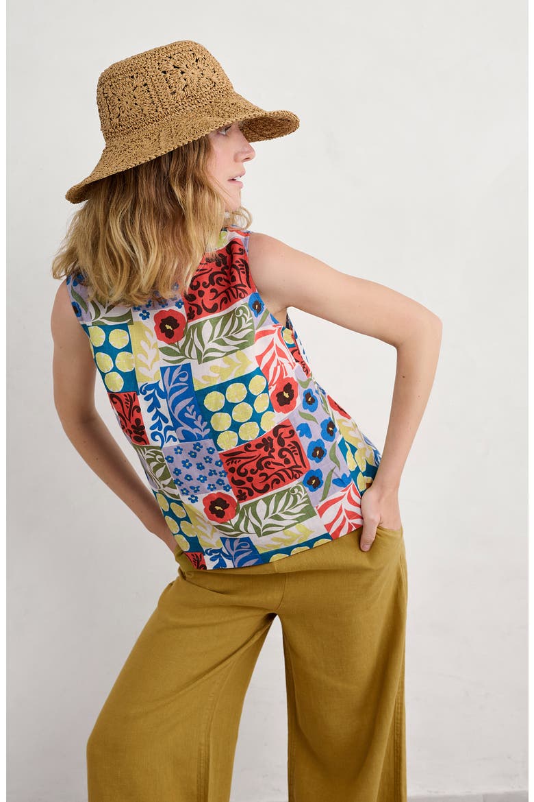 Colour Study Boxy Linen Tank, Alternate, color, HEADLAND PATCHWORK MIX