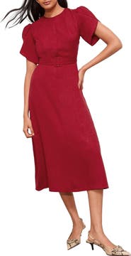 Friends Like These Tulip Sleeve Belted Midi Dress